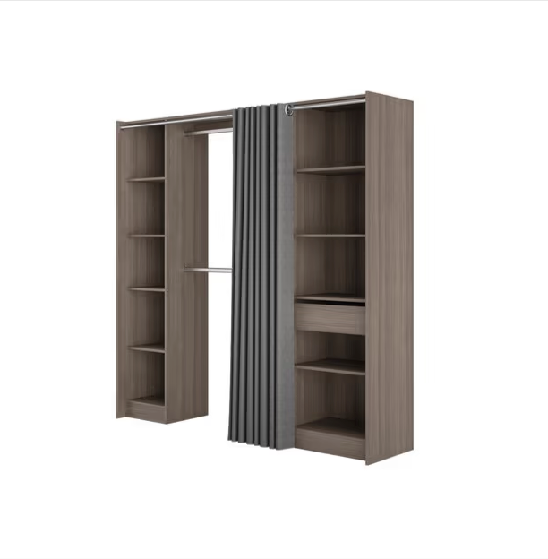 🇷🇴 Kit dressing modular – finisaj stejar gri, cu perdea și rafturi reglabile