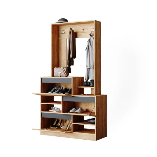 🇷🇴 Mobilier de hol 100 x 180 cm – finisaj stejar și corp antracit