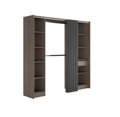 🇷🇴 Kit dressing modular – finisaj stejar gri, cu perdea și rafturi reglabile