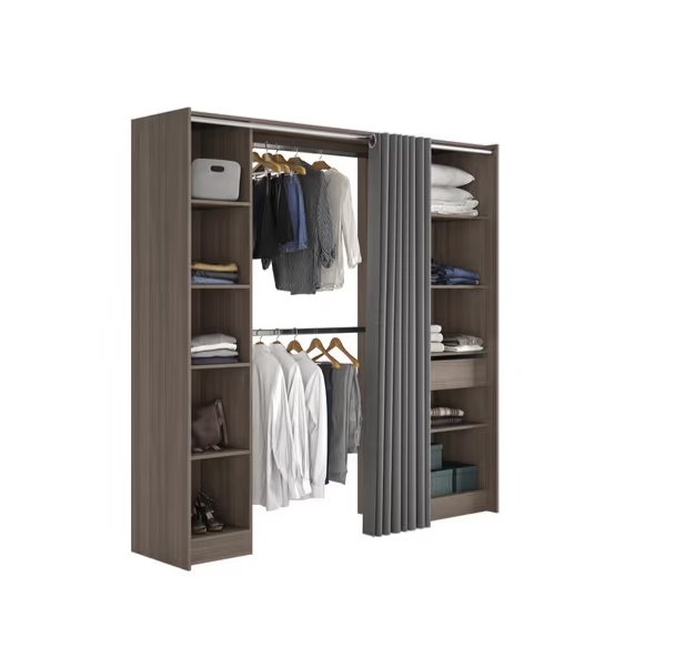 🇷🇴 Kit dressing modular – finisaj stejar gri, cu perdea și rafturi reglabile