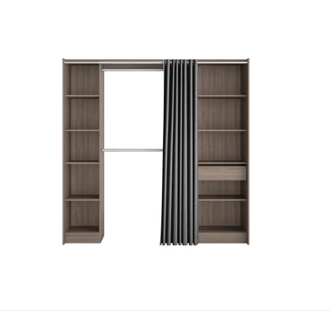 🇷🇴 Kit dressing modular – finisaj stejar gri, cu perdea și rafturi reglabile